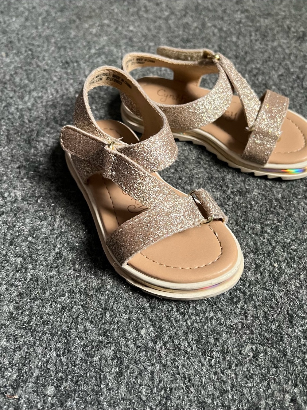Kids Glitter Strap Sandals in Rose Gold - Comfortable Summer Shoes